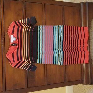 Red Cotton Striped T-Shirt Dress Size XS